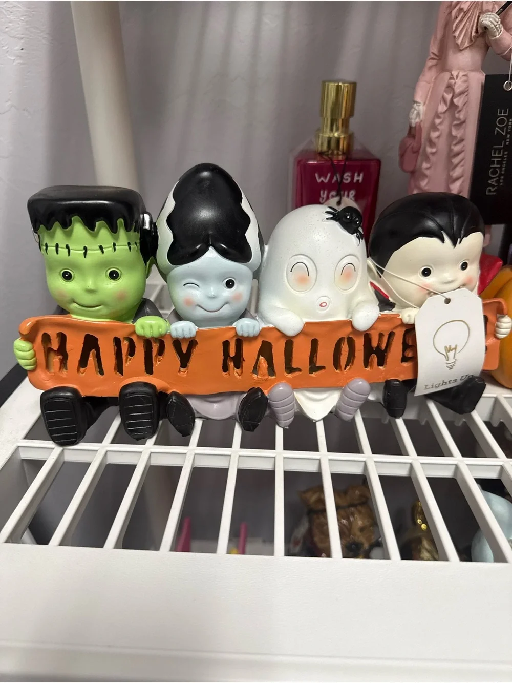 Retro Halloween Monster figurine - Orange, Green, White, Black